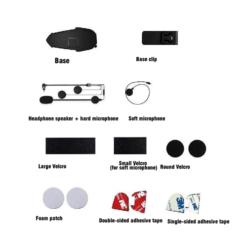 RUNSHO T1 Motorcycle Bluetooth Intercom Helmet Headset with FM Radio and Music Sharing, Compatible with Universal Helmets