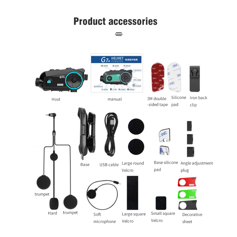 RUNSHO G7+ Motorcycle Bluetooth Intercom Helmet Headset with HD Camera and DVR, All-in-One System
