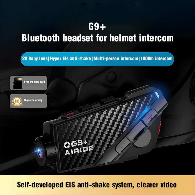 RUNSHO G9+ High-Definition Camera with Anti-Shake Motorcycle DVR, Intercom Bluetooth Helmet Headset, All-in-One System