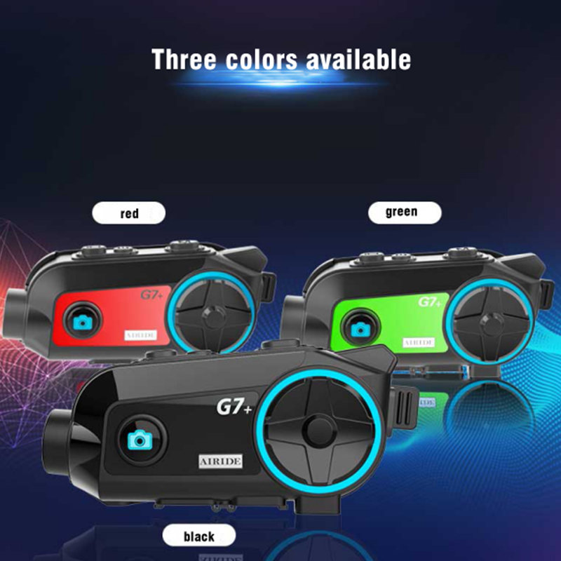 RUNSHO G7+ Motorcycle Bluetooth Intercom Helmet Headset with HD Camera and DVR, All-in-One System