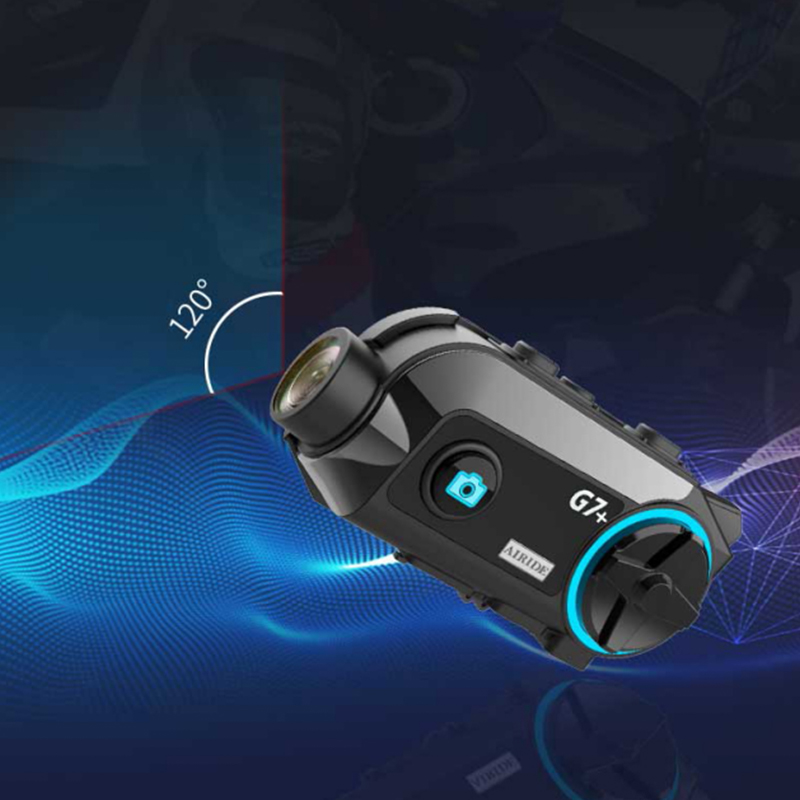 RUNSHO G7+ Motorcycle Bluetooth Intercom Helmet Headset with HD Camera and DVR, All-in-One System
