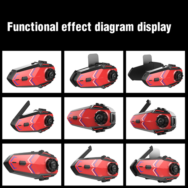 RUNSHO T1 Motorcycle Bluetooth Intercom Helmet Headset with FM Radio and Music Sharing, Compatible with Universal Helmets